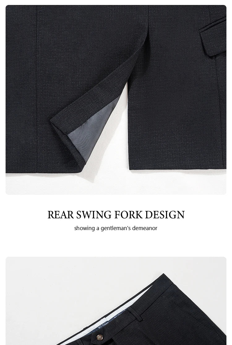 Black Men suit 3 piece set  gray elegant slim fit formal office and leisure banquet groomsman set groom's wedding dress