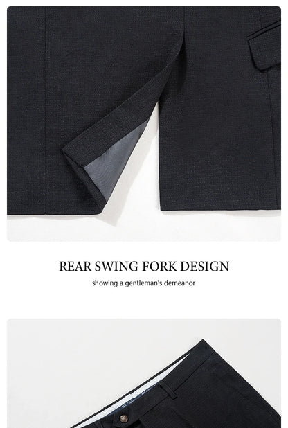 Black Men suit 3 piece set  gray elegant slim fit formal office and leisure banquet groomsman set groom's wedding dress