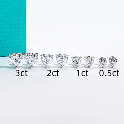Heart Moissanite Stud Earrings 1cttw-6cttw D Color VVS1 925 Sterling Silver 18k Gold Plated Classic Women's Jewelry
