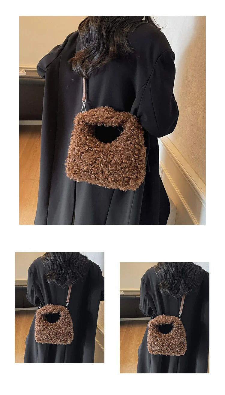 Plush Sweet Shoulder Bags for Women Cute Autumn and Winter 2025 New Versatile Fashion Large Capacity Women's Handbags