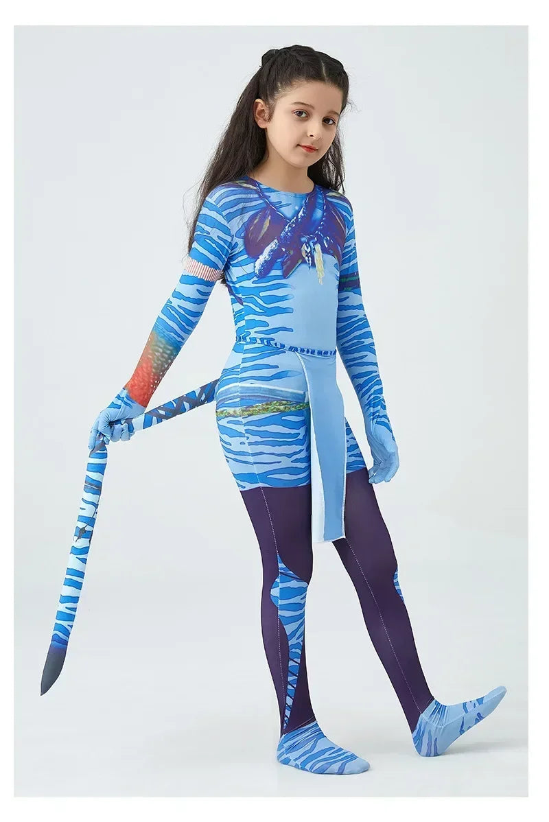 Avatar Costume for Kids Cosplay Alien Child Boy Girl Avatar The Way of Water Christmas Halloween Masquerade Party Dress Up