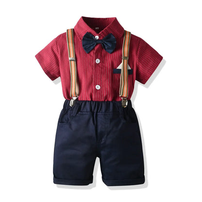 Kids Boys Formal Birthday Outfit Suit Toddler Gentleman Wedding White Shirt 1-7 Years Baby Pants Boys Ceremony Outfits