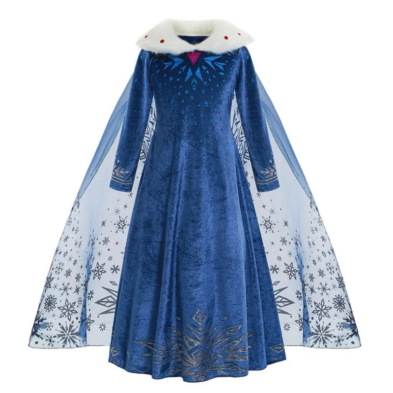 Jasmine Rapunzel Snow Queen Elsa Princess Dress Girl Mesh Sequin Dress Kids Cosplay Belle Aurora Costumes Carnival Party Gowns