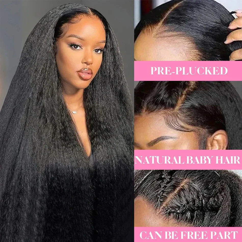 Straight Human Hair Wigs 13x4 5x5 HD Lace Front Human Hair Wigs Yaki Straight Frontal Lace Wig for Black Women Ready to Go