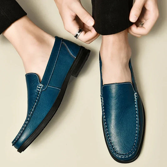 Sapatênis Masculino Couro Slip-on Social para Escritório Sapatos Formais de Festa de Casamento Masculinos Casuais Respiráveis Mocassins Driver