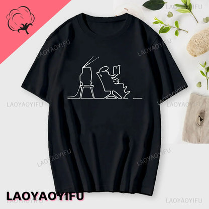 La Linea The Line Osvaldo Cavandoli TV Men Women Style Streetwear Tee Fashion Cotton T Shirt Round Neck Casual Summer Camiseta