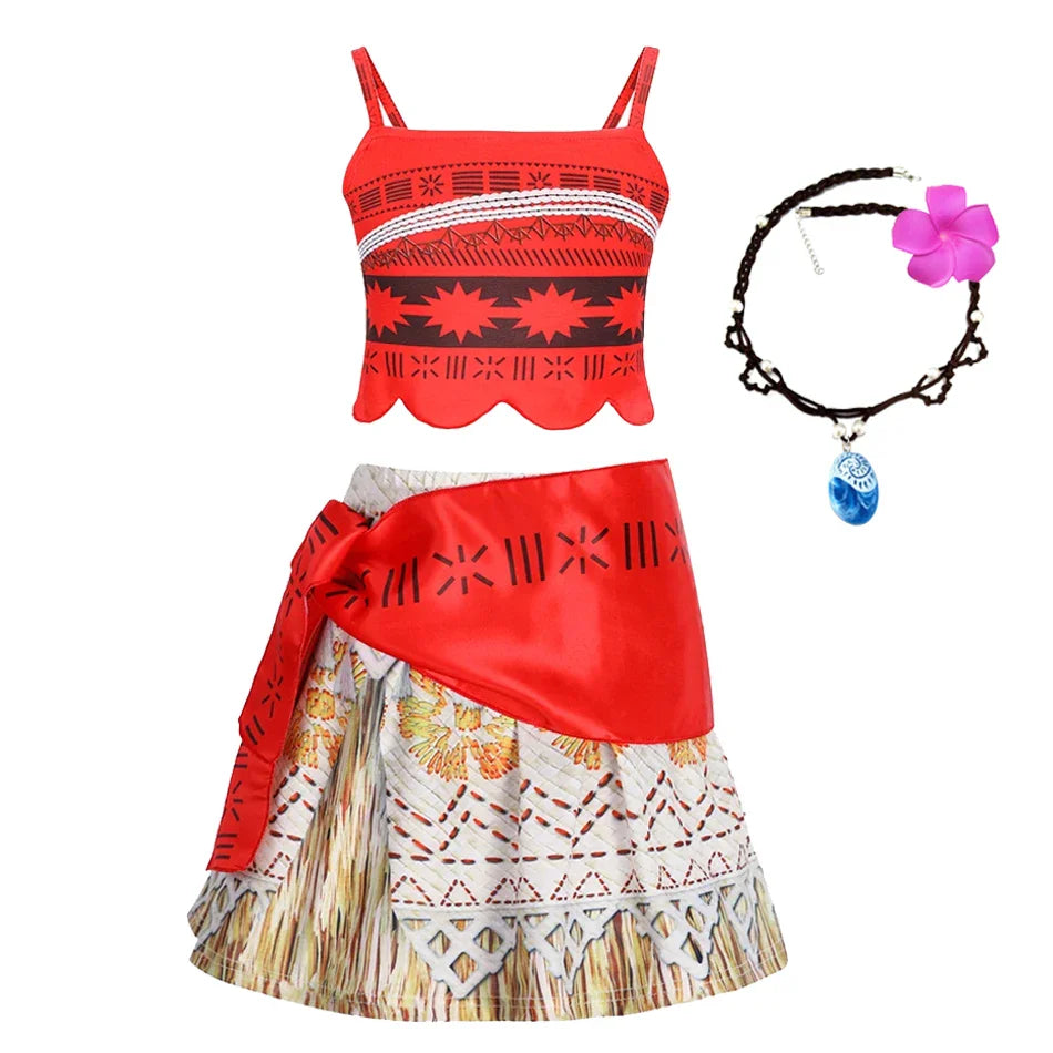2024 New Movie Moana 2 Girl Dress Halloween Party Costume Princess Fancy Clothes Children Vaiana Outfit Dress