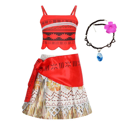 2024 New Movie Moana 2 Girl Dress Halloween Party Costume Princess Fancy Clothes Children Vaiana Outfit Dress