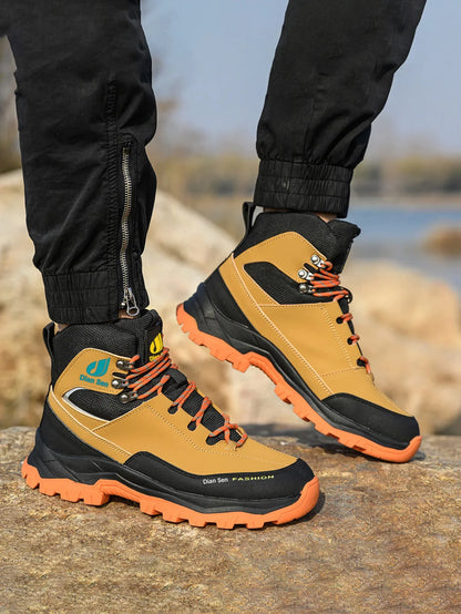 Men Work Boots Puncture-Proof Waterproof Work Shoes Steel Toe Safety Boots Industrial Indestructible Boots Side Leather Shoes