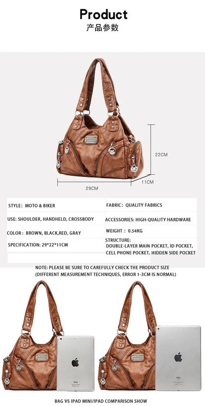 Hot Luxury Bag Women's PU Leather Crossbody Bag Retro Luxury Handbag Fashion Motorcycle Bag Brand Fashion Crossbody Bag