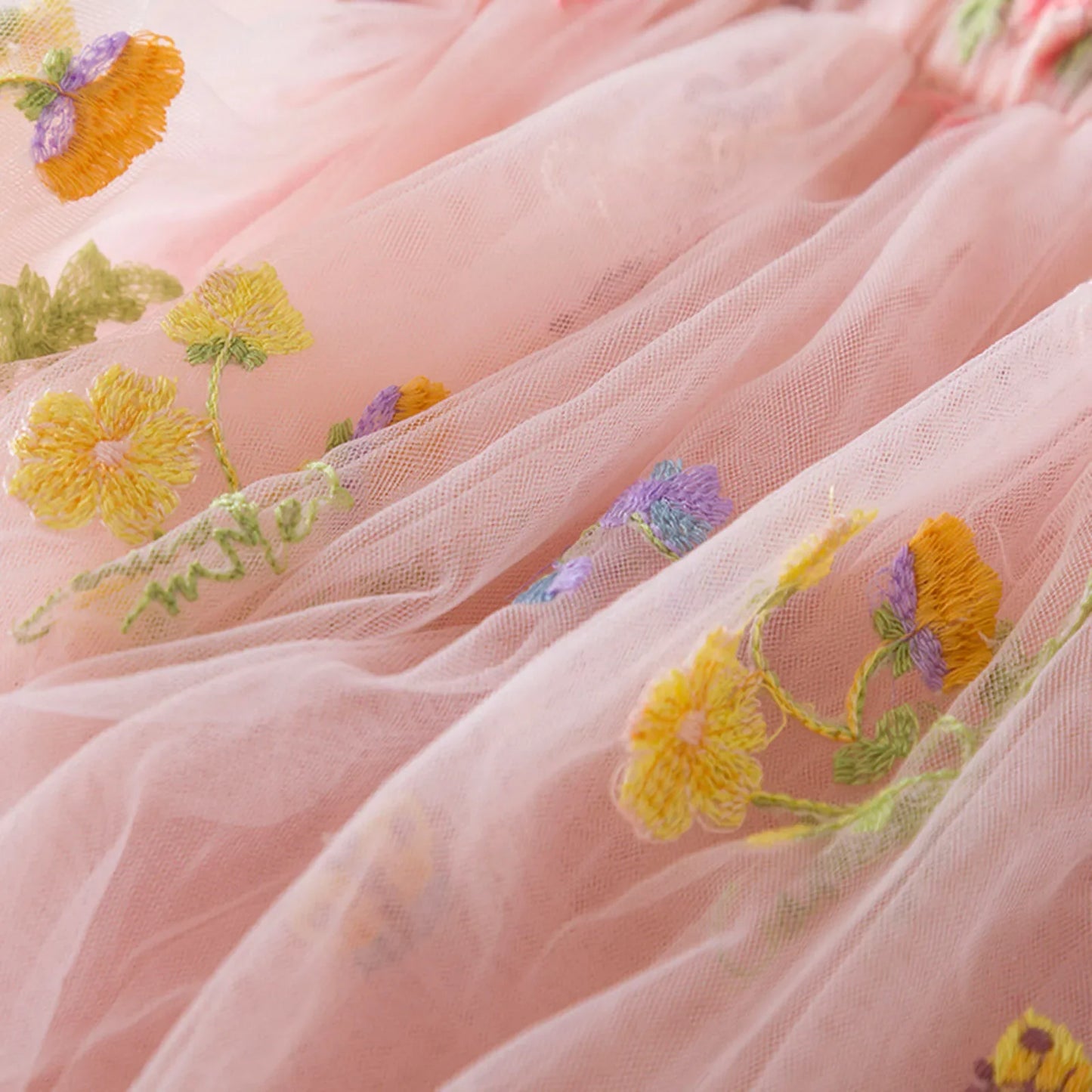 Outdoor Summer Cute Princess Dress Toddler Baby Girls Embroidery Flower Suspender Mesh Dresses Birthday Party Princess Dresses