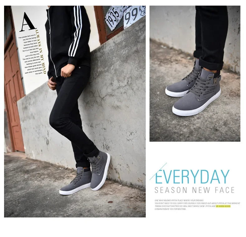 Men's Boots  New Korean Version Men's Shoes High Top Skateboard Shoes Retro Platform Casual Lace Up Men Fashion Boots 2025
