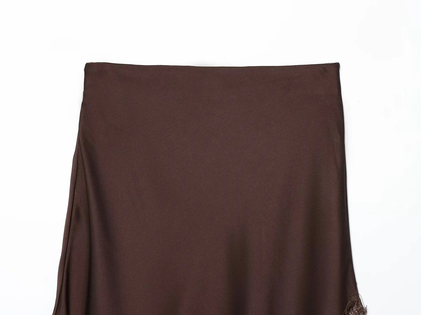 Women Asymmetric Lace Midi Skirt In-seam Zip High Waist Spring Summer  Casual Holiday Skirts ﻿Mujer