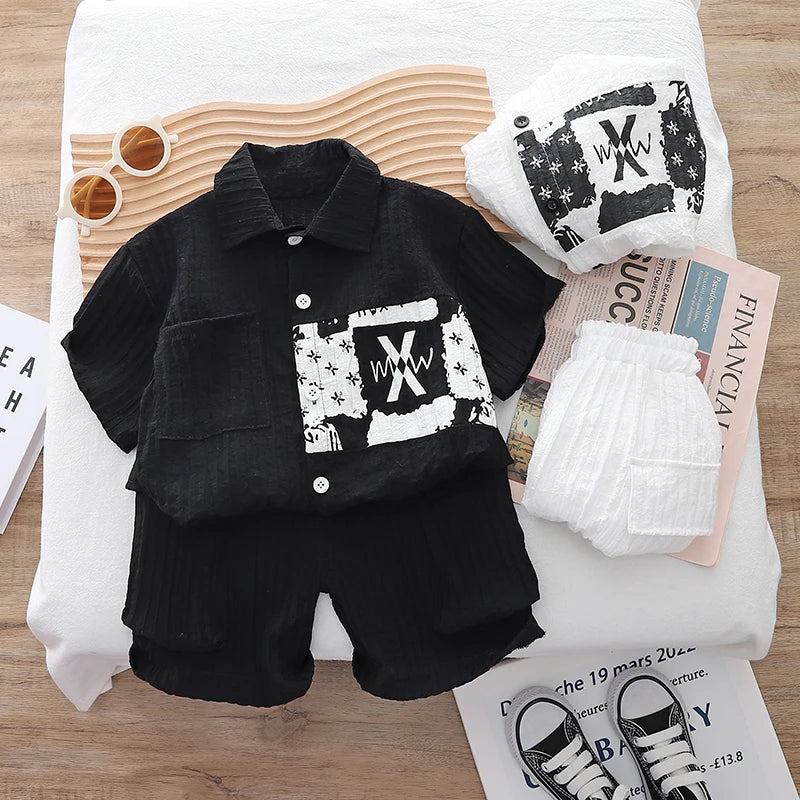 New Summer Baby Clothes Suit Children Boys Casual Letter T Shirt Shorts 2Pcs/Sets Kids Outfits Toddler Costume Infant Tracksuits