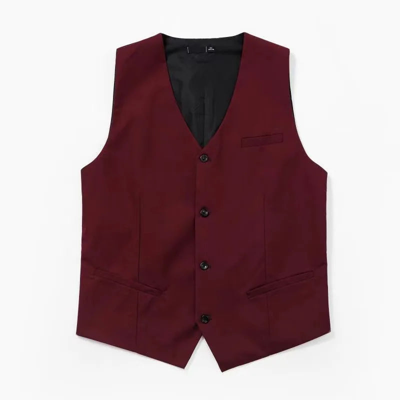 Man Three-piece Sets Fashion Turn Down Collar Coat+Single-breasted Vest+Pant Male Outfit Solid Color Business Wedding Men Suit