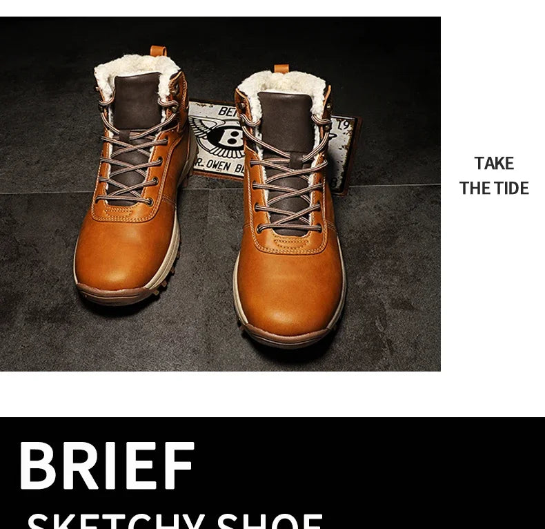 Men Boots High Quality Hking Shoes High Top Shoes Tactical Sneakers Snow Wniter Boots Outdoor Mountaineering Camping Thick Sole