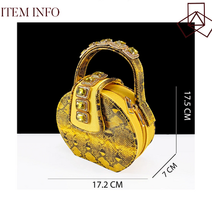 Luxurious Italian Women's Party Shoes&Bag Set Elegant Golden Rhinestone  Sandals with Peep Toe High Heels Wedding