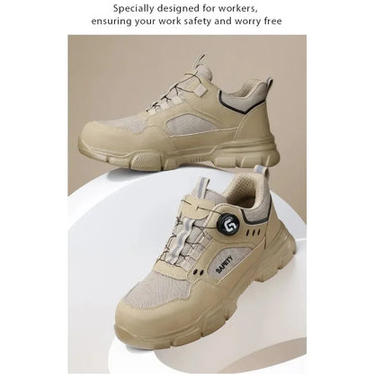 Men's Lightweight Safety Shoes Steel Toe Breathable Anti-Smashing Comfortable Puncture Resistant Work Footwear