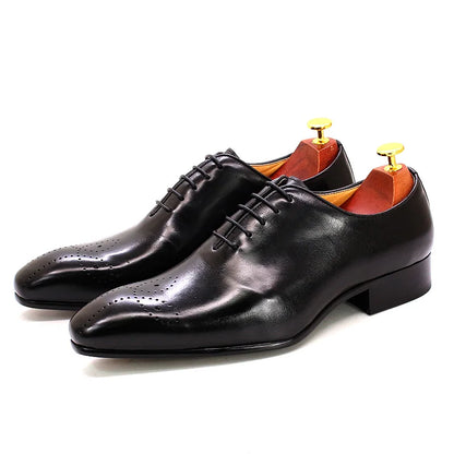 Men's Oxford Genuine Leather Shoes – Formal Lace-Up Business Footwear