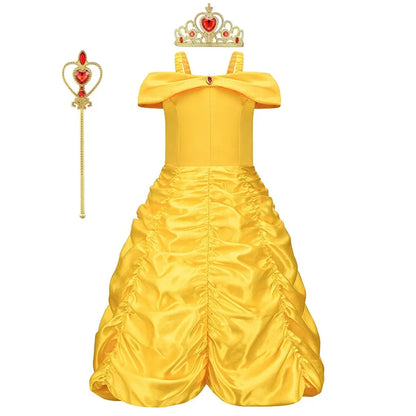 Kids Belle Costume Girl Halloween Princess Cosplay Party Dress Children Birthday Clothes Carnival Fancy Dress