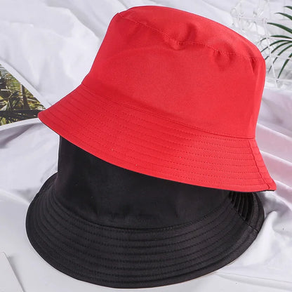 Double-sided Wearing Cap Solid Color Bucket Hat Men Women Sun Hat Reversible Fisherman Hat Summer Panama Cap Sun Fishing Gorros