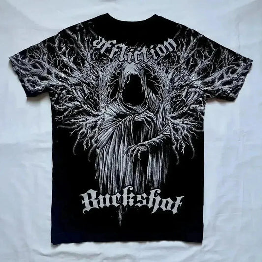 European and American men's summer skull print comfortable and breathable round neck T-shirt outdoor street fashion top