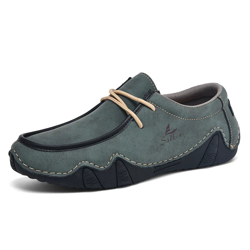 Novos Tênis Masculinos Casuais de Couro Feitos à Mão da Moda 2024 Design Sapatilhas Masculinas Mocassins Respiráveis Cano Baixo Sapatos Flats Dirigir Tamanho Grande