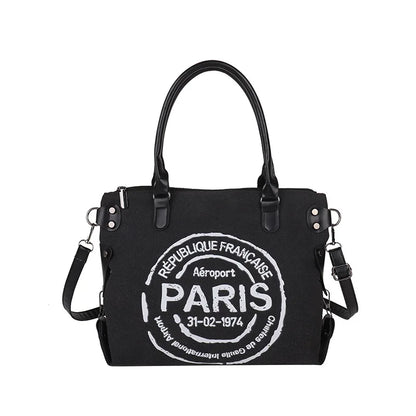 Portable Canvas New Trend Fashion Women's Bag Letter Large Capacity Tote Bag Leisure Commuting Single Shoulder Diagonal Span