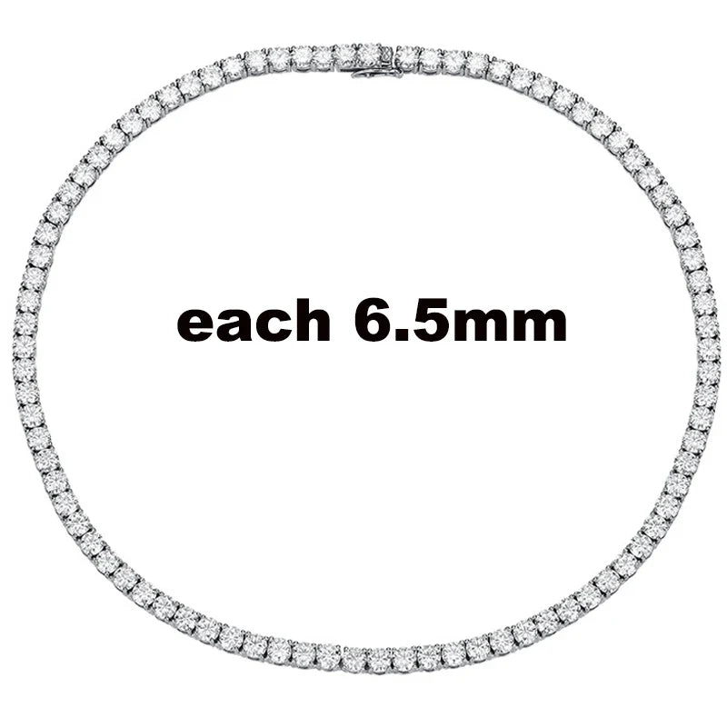 2.5-6.5mm Full Moissanite Tennis Necklace for Women Sparkling Diamond Pendant 925 Sterling Silver Fine Jewelry Gift GRA