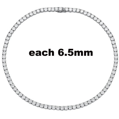 2.5-6.5mm Full Moissanite Tennis Necklace for Women Sparkling Diamond Pendant 925 Sterling Silver Fine Jewelry Gift GRA