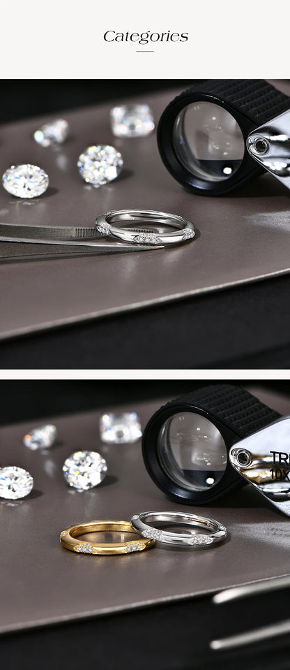 2025 Minimalist Style Moissanite Rings Handmade Design Lab Diamond S925 Silver Unisex Party Band Fine Jewelry Gifts