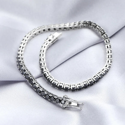GRA Certified 3/4/5mm Full Black Moissanite Tennis Bracelet for Women Men 925 Silver Plated 18K Rose Gold Link Bracelets