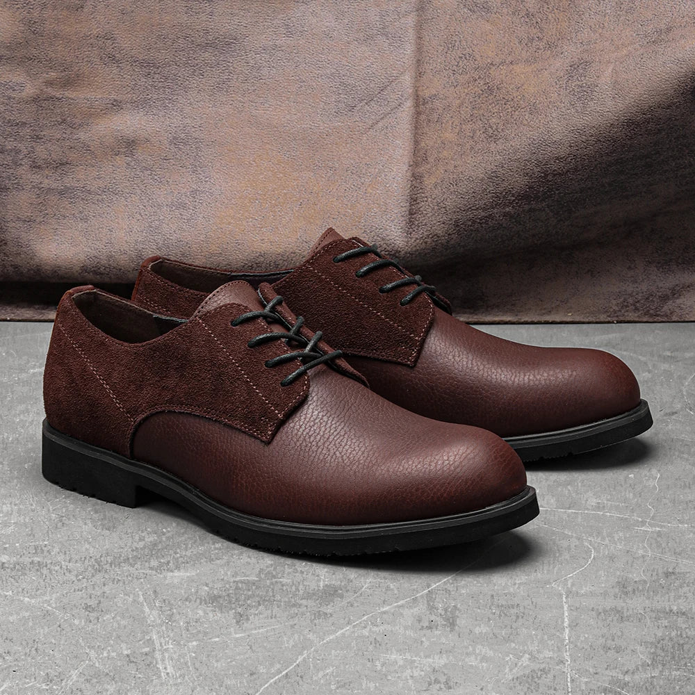 Genuine Leather Men Derby Shoes Ultralight Comfortable fashion Men Casual shoes Black Men Leather Shoes #KD6675