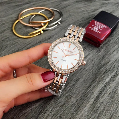 Women's Watches Luxury Stainless Steel Rhinestone Women Quartz Wristwatches Fashion Top Brand Ladies Bracelet zegarek damski