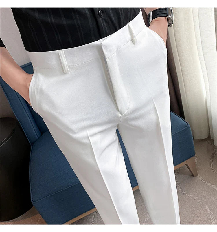 Men Solid Boutique Suits Pants Male Formal Wear Wedding Dress Trousers Quality Men British Style Business Casual Suit Pants 36