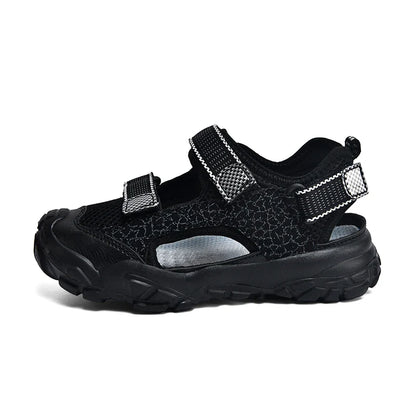 Kids Closed-Toe Sandals, Non-Slip Breathable Outdoor Sport Sandals for Boys, Adjustable Strap Hiking Beach Shoes for Summer