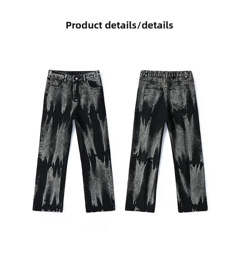 Autumn Men's Baggy Wide Leg Men's Jeans High Street Style Dyed Denim Casual Straight Neutral Wind Baggy Jeans Fashion Versatile