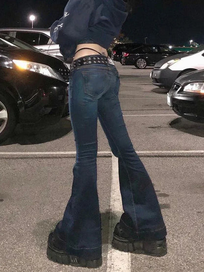 Y2K High Street Low Rise Jeans Blue Women Pants