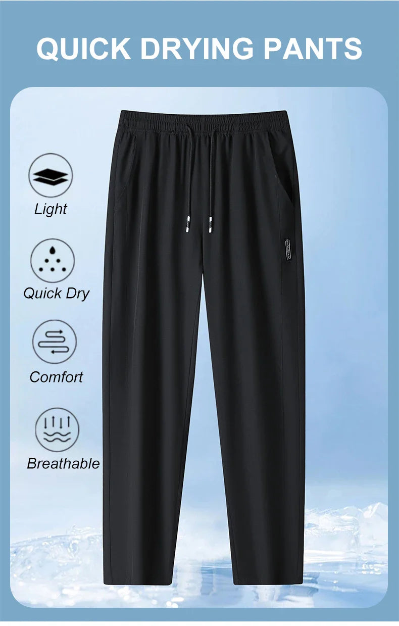 Running Pants Cooling Summer Ice Silk Pants Soft Stretchy Pant Loose Casual Quick-Dry Workout UV Protection Lightweight Trousers
