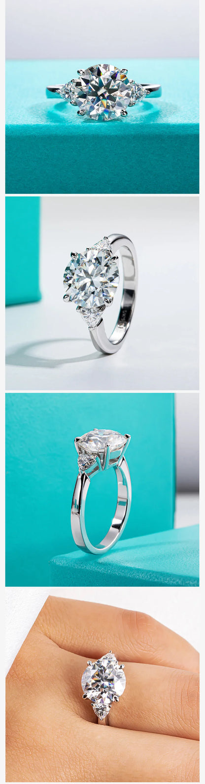 4.6 Carat D Color Moissanite Diamond Engagement Wedding Ring 925 Sterling Silver Rings Fine Jewelry Wholesale