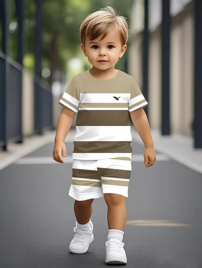 Boys Loose Casual Sets Summer Teen Gradient T-Shirts Shorts 2PCS Big Kids Sport Short Sleeve Clothes Suits Children Print Outfit