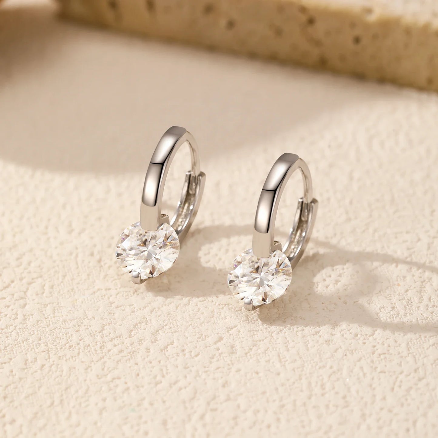 1.0CT D Color Moissanite Hoop Earrings 925 Sterling Silver Luxury Buckle Earrings For Women Wedding Fine Jewelry Gifts