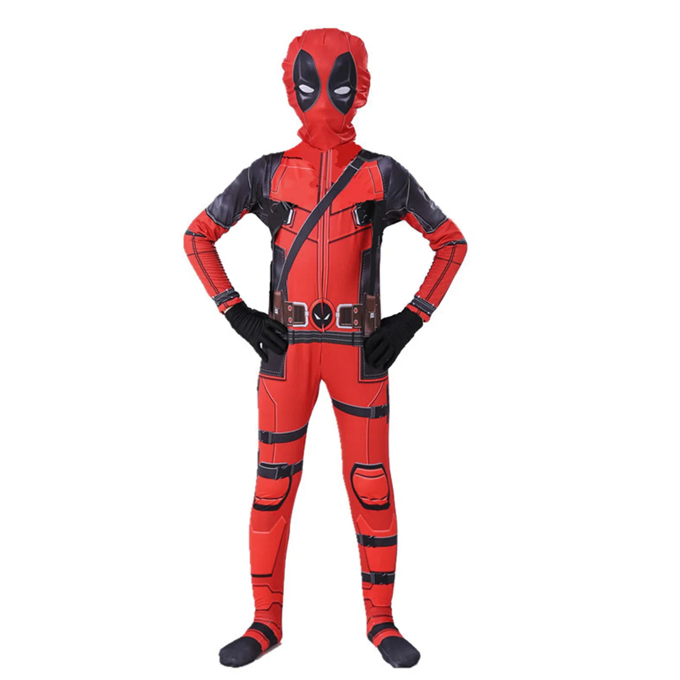 PU SwordHigh Quality Deadpool Child Costume Kid Halloween Cosplay Costume Deadpool Kids Suit Jumpsuit deadpool Child Costume
