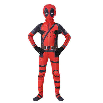 PU SwordHigh Quality Deadpool Child Costume Kid Halloween Cosplay Costume Deadpool Kids Suit Jumpsuit deadpool Child Costume