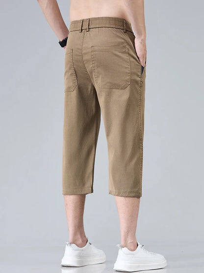 Men's Summer Lyocell Shorts Thin Breathable Comfortable Slim Korean Fashion Short Pants Elastic Waist Casual Vacation Pants