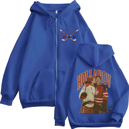 Heated Rivalry Shane Hollander‌ Ilya Rozanov Hollanov 24 81 Merch Zipper Hoodies Men Women Zip Up Sweatshirts Long Sleeve Jacket