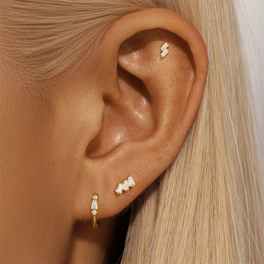 925 Sterling Silver WaterDrop/Flower/Pearl Earring Set For Women 18k Gold Plated 3 piece Earring Party Jewelry Gifts