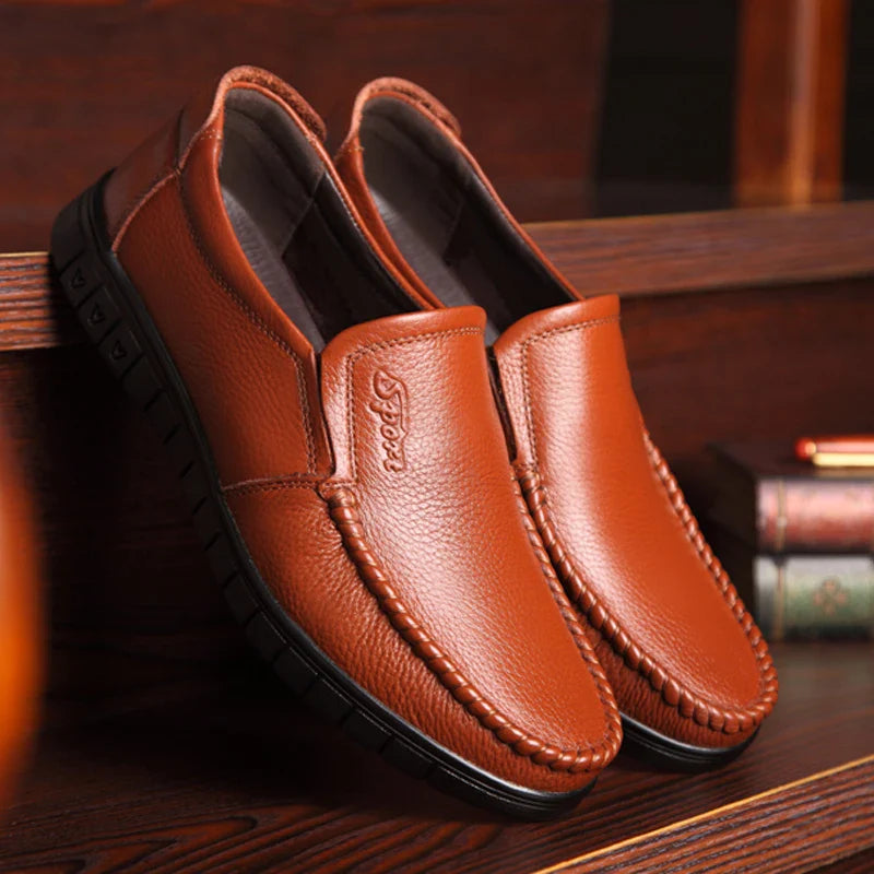 Men's Loafers Top Layer Cowhide Comfortable Soft Bottom Anti-slip Wear-resistant Casual Leather Shoes-8823