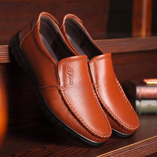 Men's Loafers Top Layer Cowhide Comfortable Soft Bottom Anti-slip Wear-resistant Casual Leather Shoes-8823