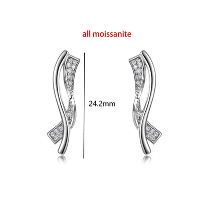 New Pass Test All Moissanite S-shaped Irregular Drop Earrings for Women Bridal Earrings Lab Diamond 925 Silver Jewelry